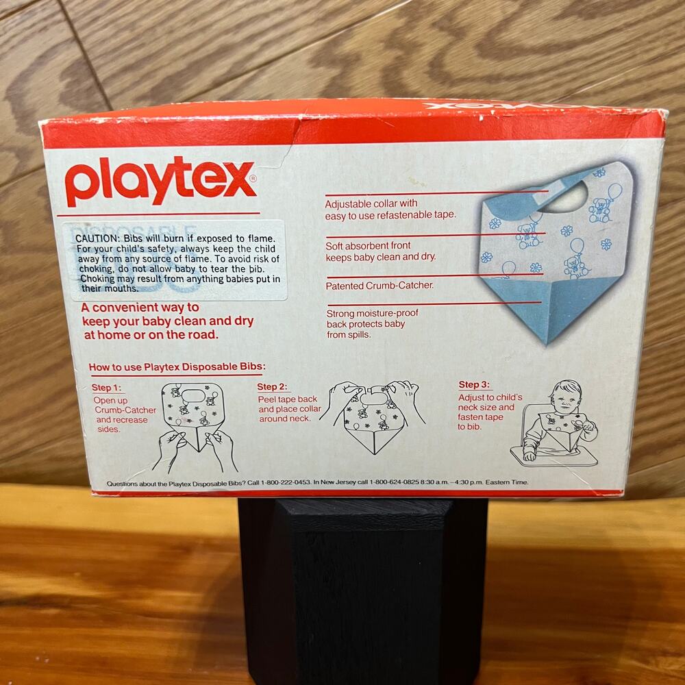 Vintage 1980’s Playtex Disposable Bibs W/ Crumb Catcher 12 Pack NIB NEW NOS Prop - Picture 6 of 9